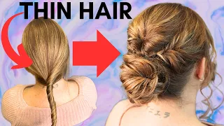 EASY messy bun updo for thin hair - hairstyles for fine hair