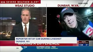 Reporter escapes serious injury after being hit by car during live report