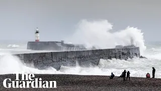 Storm Erik lashes across UK and Ireland, bringing wind gusts of up to 70mph