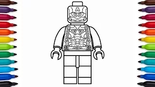 How to draw Lego Captain America - Marvel Superheroes - coloring pages