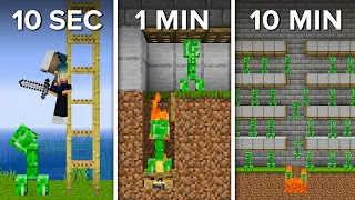 Minecraft Creeper Farm In 10 SECONDS, 1 Minute & 10 Minutes