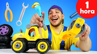 Coches de juguete. Vídeos para chicos. Juegos de tunear y reparar coches. El tractor Johnny.