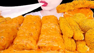 ASMR MUKBANG｜CHEESY CARBO FIRE NOODLE WRAP CHEESE BALL CHEESE STICKS 까르보 불닭쌈 뿌링클 치즈볼EATING SOUNDS 먹방