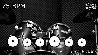 6/8 | Drum loop Metronome  75 BPM Slow Rock