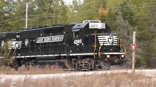 LSRC 4301 and LSRC 301 passing Devils Lake trail crossing in Alpena Michigan
