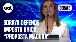 Debate: Soraya Thronicke diz que 'imposto único' é proposta madura: 'Tirar Brasil do atoleiro'