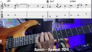 Spain (Chick Corea) - Guitar Lesson, Tutorial, Aula, Como Tocar, tab, Real Jazz Lessons