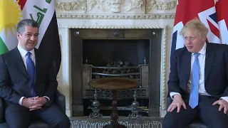 British PM welcomes Kurdish leader Barzani at Downing Street | AFP