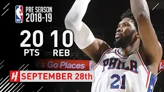 Joel Embiid Full Highlights 76ers vs Melbourne United 2018.09.28 - 20 Pts, 10 Reb!