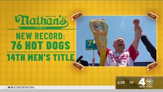Top Dog Wins Again: Joey Chestnut Eats 76 Hot Dogs to Claim 14th Victory | NBC New York