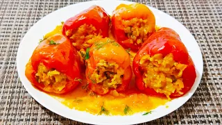 фаршированные перцы с куриным фаршем и рисом в томатном соусе! пошаговый рецепт приготовления