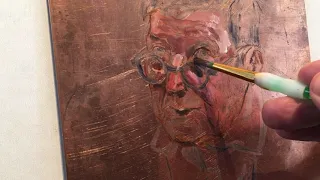 Demo oil painting on copper- David Hockney