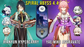 C0 Xianyun Hypercarry and C0 Yae Aggravate - Genshin Impact Abyss 4.4 - Floor 12 9 Stars