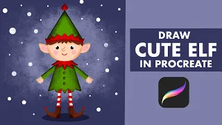 Cute ELF Anyone Can Draw - Step By Step Procreate Tutorial For Beginners - Winter Holiday Art❄️