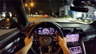 2020 Lamborghini Urus POV Night Drive (3D Audio)(ASMR)