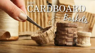 How To Make Recycled Miniature Cardboard Baskets In 3 Different styles!