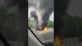 #SHORTS Fiery tractor trailer crash shuts down I-26