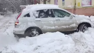 После снегопада в г.Владимире 04.02.2018. Полный привод Honda CR-V