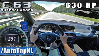 630HP C63 AMG 6.2 V8 SUPERCHARGED on AUTOBAHN [NO SPEED LIMIT] by AutoTopNL