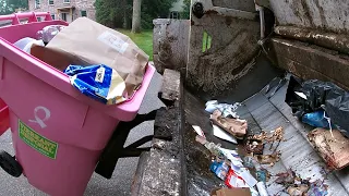 Garbage Truck Go Pro: Curbtender Rearloader on Trash Part 1