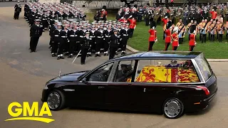 Queen Elizabeth II's coffin departs London for final time l GMA
