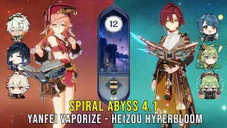 C6 Yanfei Vape and C6 Heizou Hyperbloom - Genshin Impact Abyss 4.1 - Floor 12 9 Stars