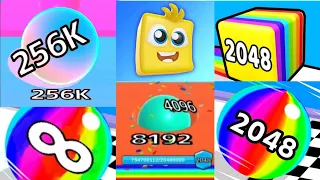 Happy Cubes 2048 vs MAX LEVELS: Ball Run 2048 Merge Number vs Ball Run Infinity gameplay walkthrough