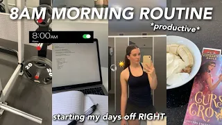8AM PRODUCTIVE MORNING ROUTINE | skincare, gym, reading & healthy habits 🎧☀️