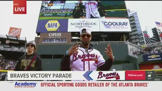 Atlanta Braves players walk out on red carpet at Truist Park | Watch celebration for World Series wi