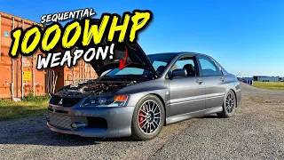 THIS 1000WHP SEQUENTIAL MITSUBISHI EVO 9 IS VIOLENTLY FAST!!