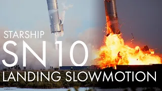 Starship SN10 landing and explosion slowmotion