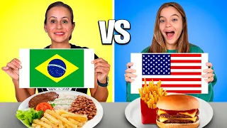 COMIDA DO BRASIL VS COMIDA DOS ESTADOS UNIDOS ! 🇧🇷🇺🇸