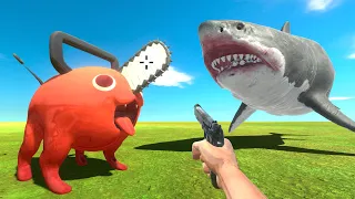 Finding Chainsaw Pochita and Defeat Megalodon - Animal Revolt Battle Simulator