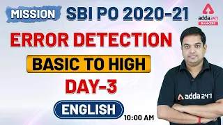 MISSION SBI PO 2020-21 | SBI PO English Error Detection Basic To High (Day-3)