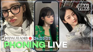 (ENG SUB) NewJeans Phoning Live 24.03.03 - Minji's Longest Solo Live! (ft. Hanni & Hyein)