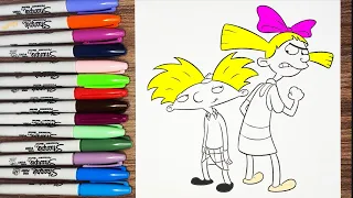 💛🌆 Arnold and Helga: Heartwarming Speed Coloring Journey! Relive Hey Arnold's Duo with  Colors