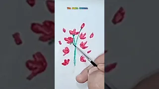 Pintando flores com tinta guache em bandeja de isopor