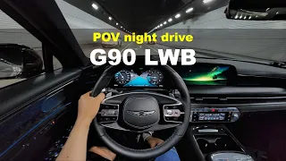2022 Genesis G90 3.5T-GDi Long wheel base pov night drive