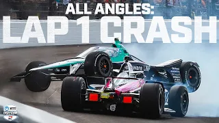 All Angles: Multiple cars COLLIDE on first lap of Indy 500 | Onboard Camera | INDYCAR