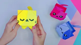 DIY|origami cat paper box|оригами котик коробочка  из бумаги