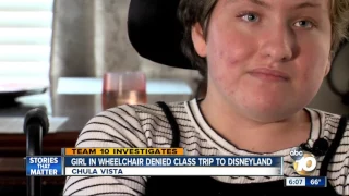 Girl in wheelchair denied class trip to Disneyland