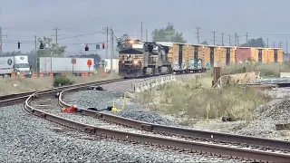 Longest Train Ever With DPU Flies Around Shoo Fly!  Grain Train Goes Under Me, Fast Kentucky Trains!