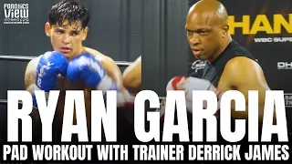Ryan Garcia Trains on Pads With Derrick James | Ryan Garcia vs. Devin Haney Workout Highlight