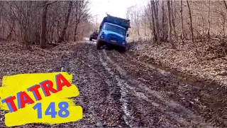 TATRA 148 | Jazda po teréne, sčasti blato sčasti zamrznuté | Loaded Truck Offroad Partly Frozen