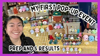 Crochet With Me for My Pop-Up Event 💕 How Much $$$ I made, preparing, and setting up 🦋 Crochet Vlog