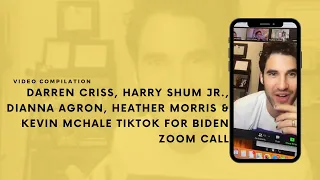 Darren Criss, Harry Shum Jr., Dianna Agron, Heather Morris & Kevin McHale TikTok For Biden Zoom call