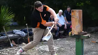 Axe marks the sport as wood-chopping booms in Australia