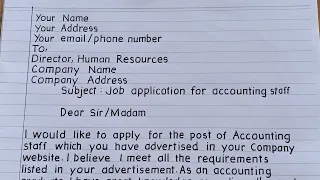 How to write job application letter (Accounting staff).