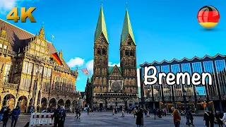 Beautiful Port City Bremen, Germany Walking Tour 4K 60fps HDR