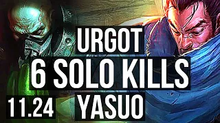 URGOT vs YASUO (TOP) (DEFEAT) | 6 solo kills, 1.4M mastery, Dominating | BR Diamond | 11.24